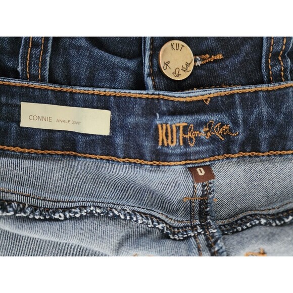 Kut from the Kloth Connie Ankle Skinny Jeans Size 0 Blue Distressed Raw Hem - Picture 5 of 10